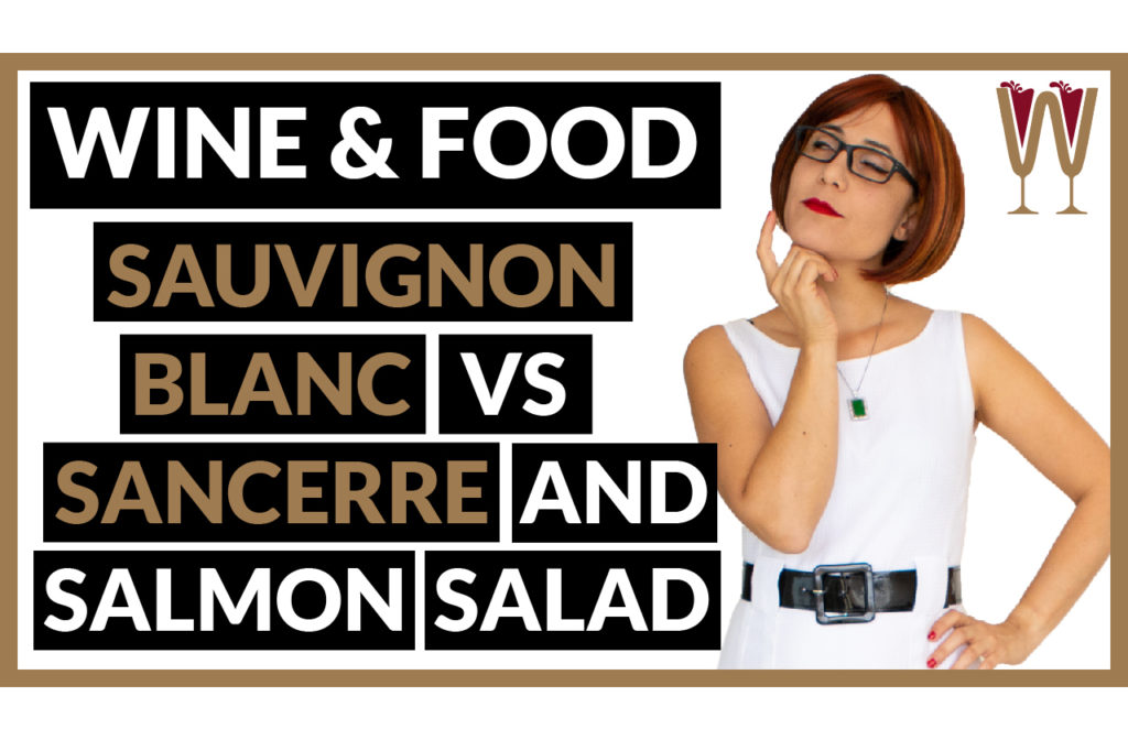 Banner image showing Annabelle asking which wine pairs best with salmon salad: "Sauvignon Blanc, Sancerre Wine and Salmon Salad"?